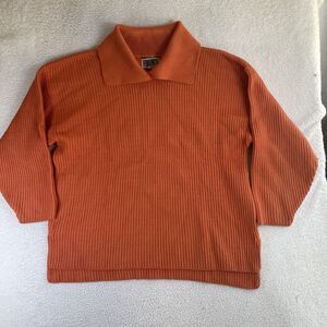 Forenza Sweater Womens Large Orange Knit Acrylic Pullover Collared Neck